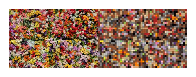 BeadSnap before and after — photo turned into Perler bead pattern